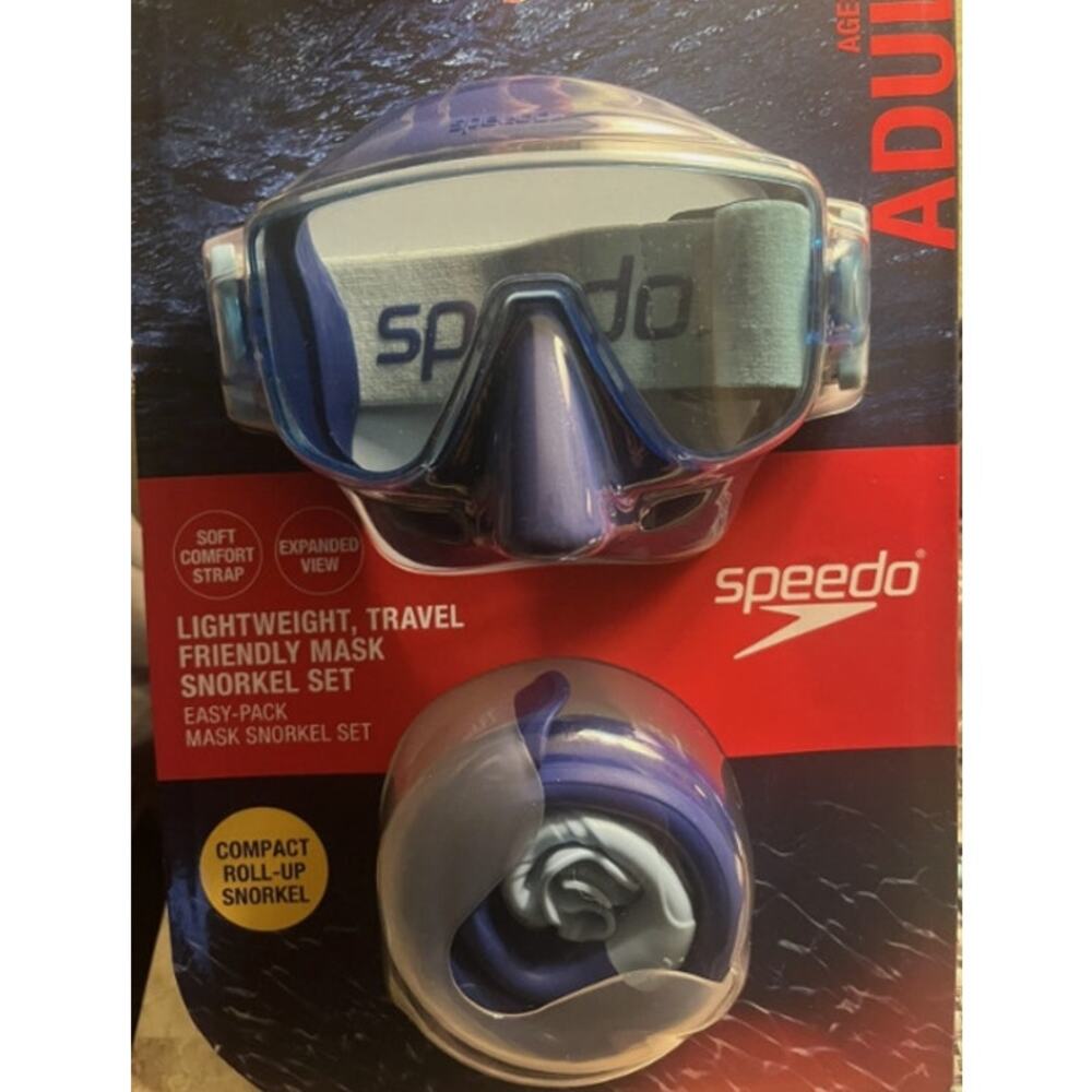 Speedo Adult Travel Snorkel Mask Set - Navy. Ages 14+ NEW! Vacation Beach Ocean - Picture 3 of 3
